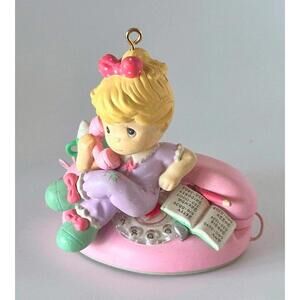 Precious Moments Ringing Up Holiday Wishes Girl with Phone Figurine